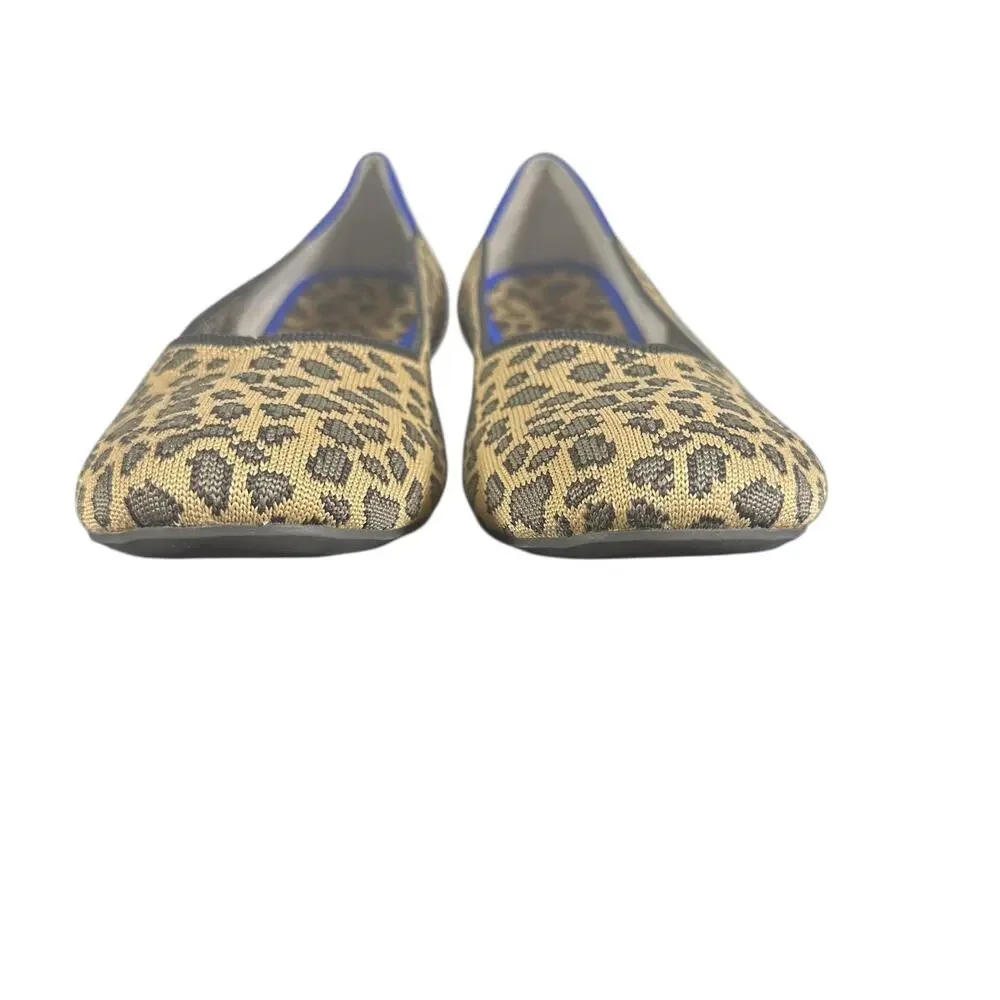 Rothy’s Size 9.5 Leopard Print Almond Toe Flats Washable Eco-Friendly